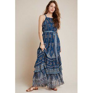 Anthropologie Sasha Ruffled Boho Print Tiered Pullover Maxi Dress 2X PS